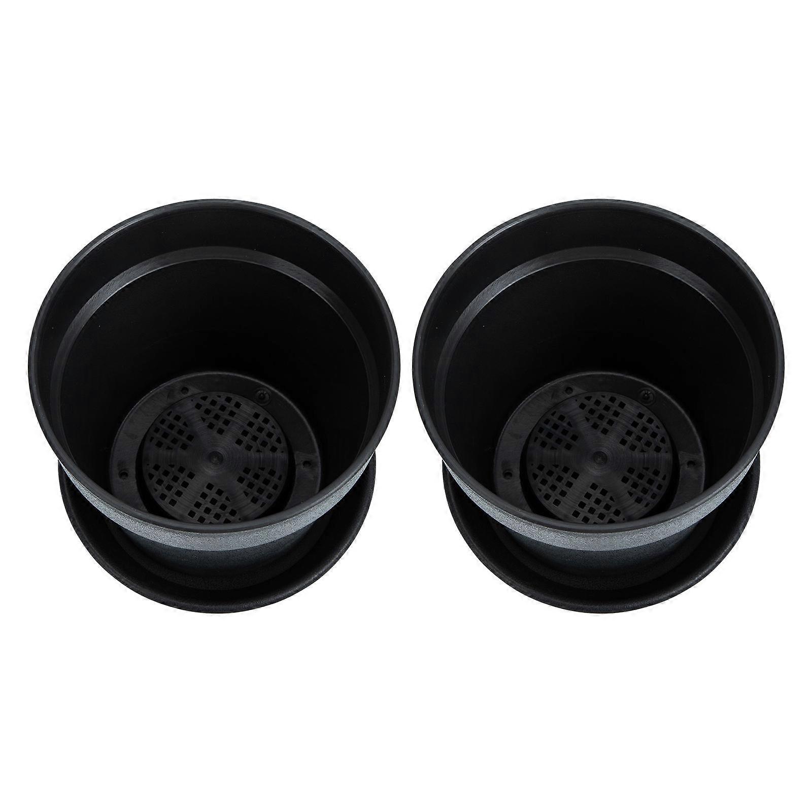 Flower Pots with Tray Durable Container for Indoor Plants Modern Design Gray Color 16.7x14.5cm Size Drainage 2Sets