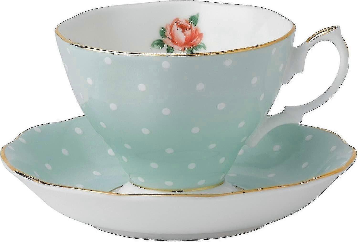 Polka Rose Teacup Saucer Set