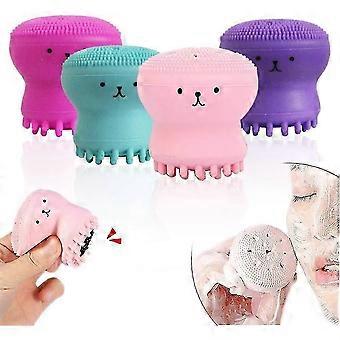 Detergente viso, pennello per la pulizia del viso di polpo piccolo, detergente in spugna facciale in silicone, strumento per la pulizia della pelle del viso (set di 4)