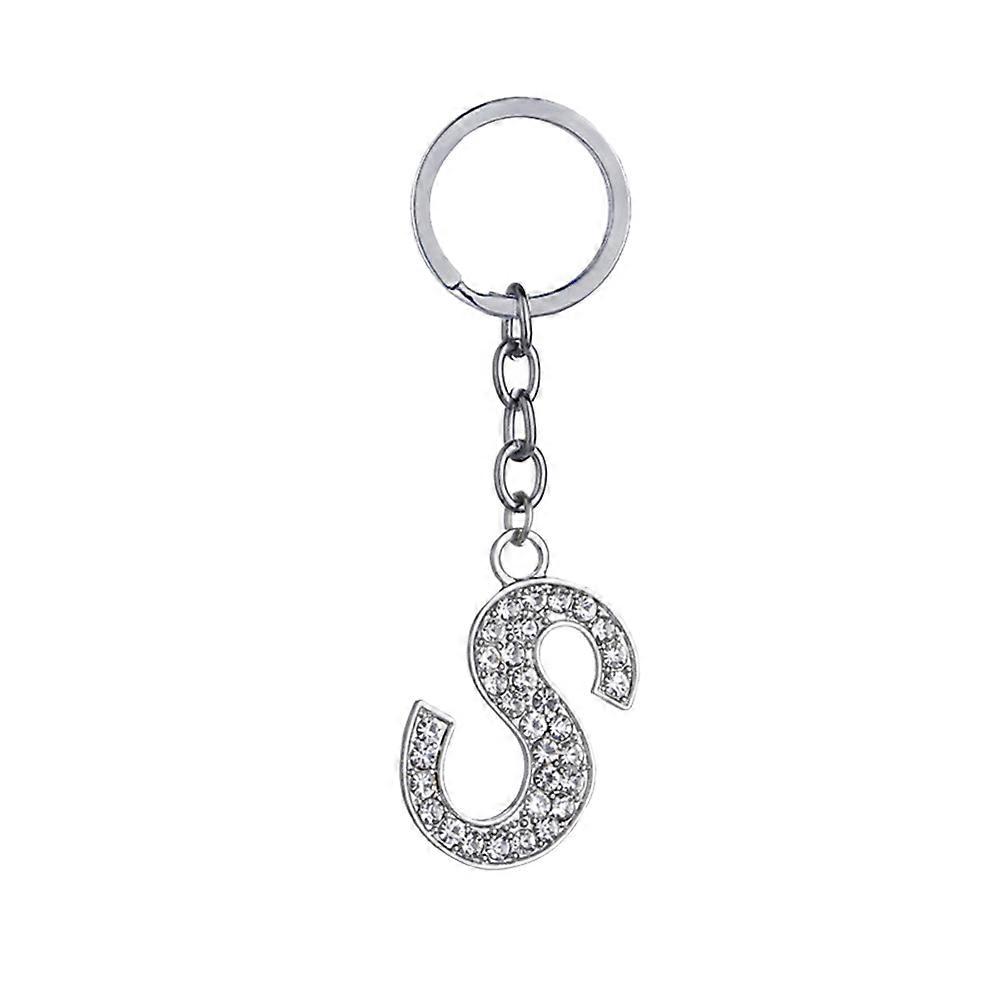 Metal Keychain Pendant Letter S Shape Key Ring Attach Keys Simple Stylish Decorate Handbag 8 x 3 x 0.2cm 1Set