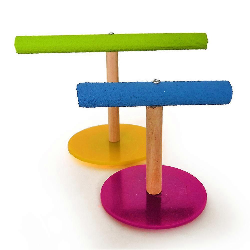 TShaped Bird Climbing Stand with Food Bowl Rack for Parrots Made of Safe Plastic Assorted Color Small to Large Size