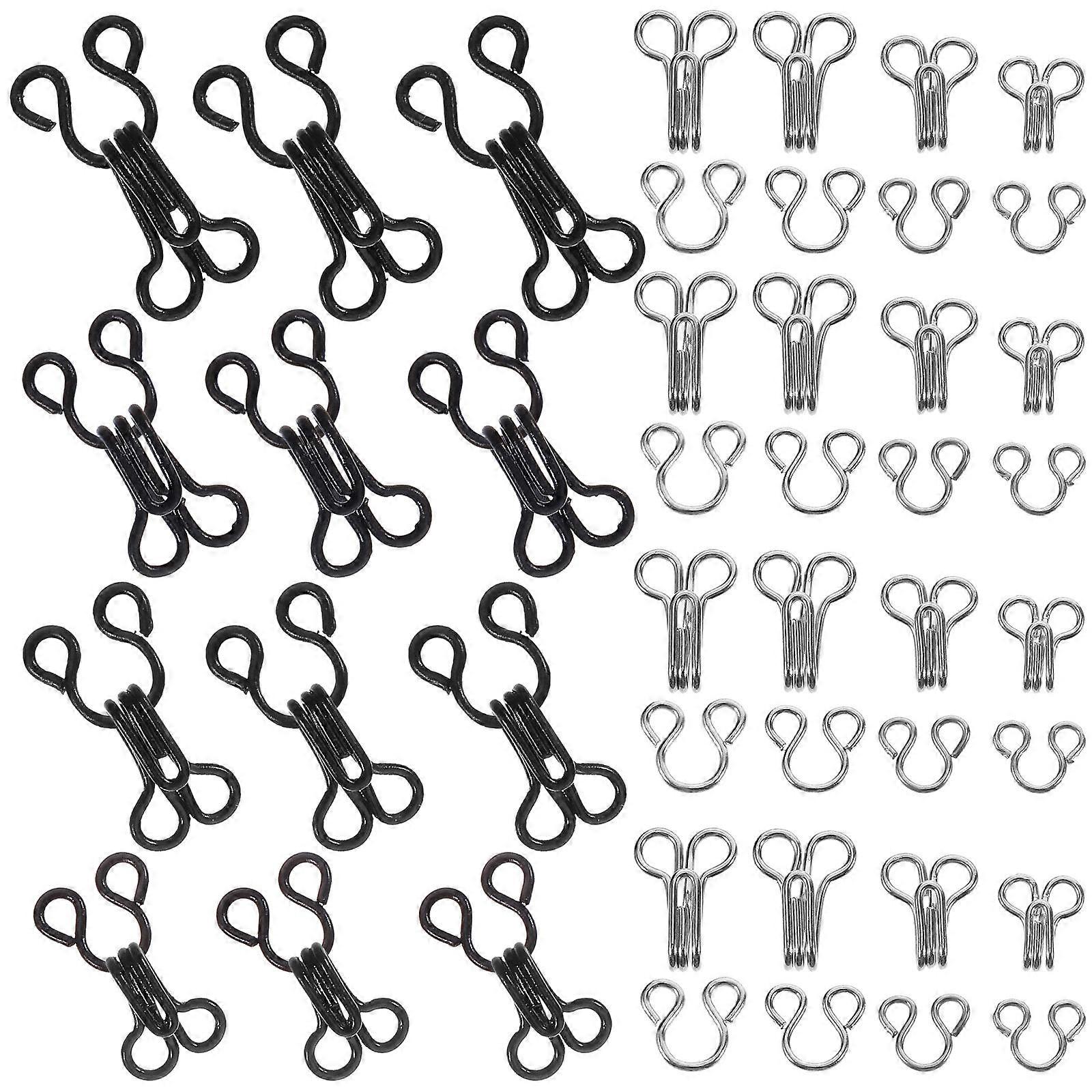 Bra Connector Buckle with 50 Sets of Metal Sewing Hooks and Eyes in Assorted Colors for Clothing 50 set