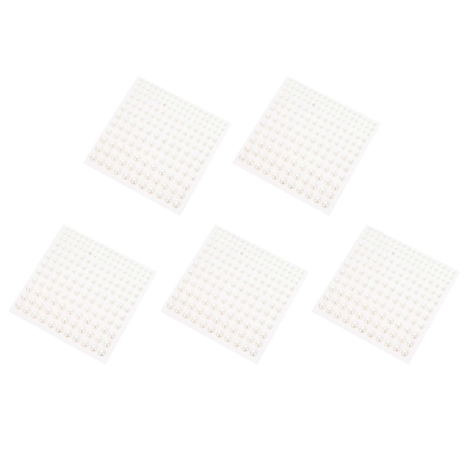 Face Decorative Sticker Adhesive Pearls For Crafts Flatback Pearls Stickers Festive Occasions Beige 0.5X0.5cm Smooth Surface 5Pcs