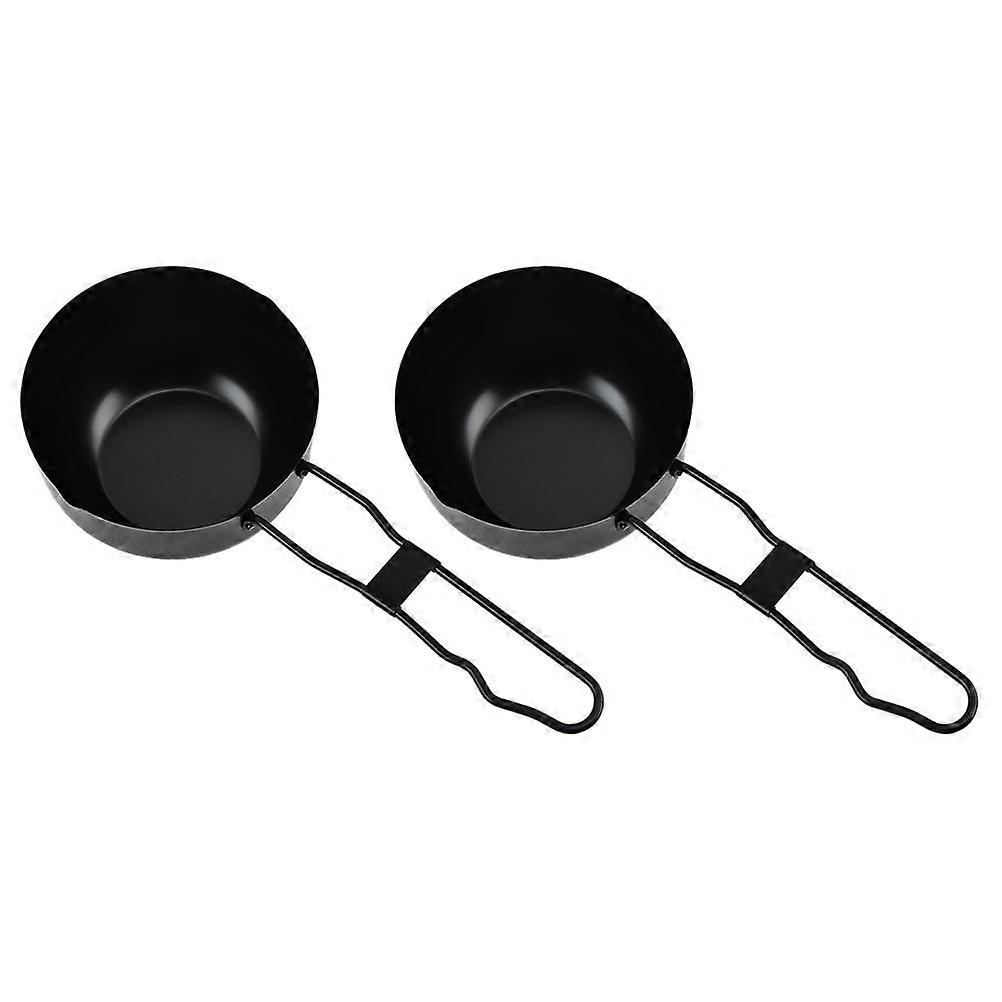 Black Iron Camping Pot for Outdoor Use with Smooth Surface and Design 2pcs