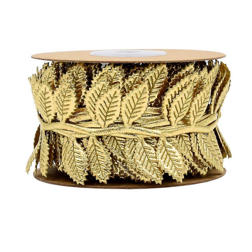 Golden Polyester Ribbon Decorative Sewing Bows Making Floral Arrangement Garment Accessory 10 Meters 1Pack