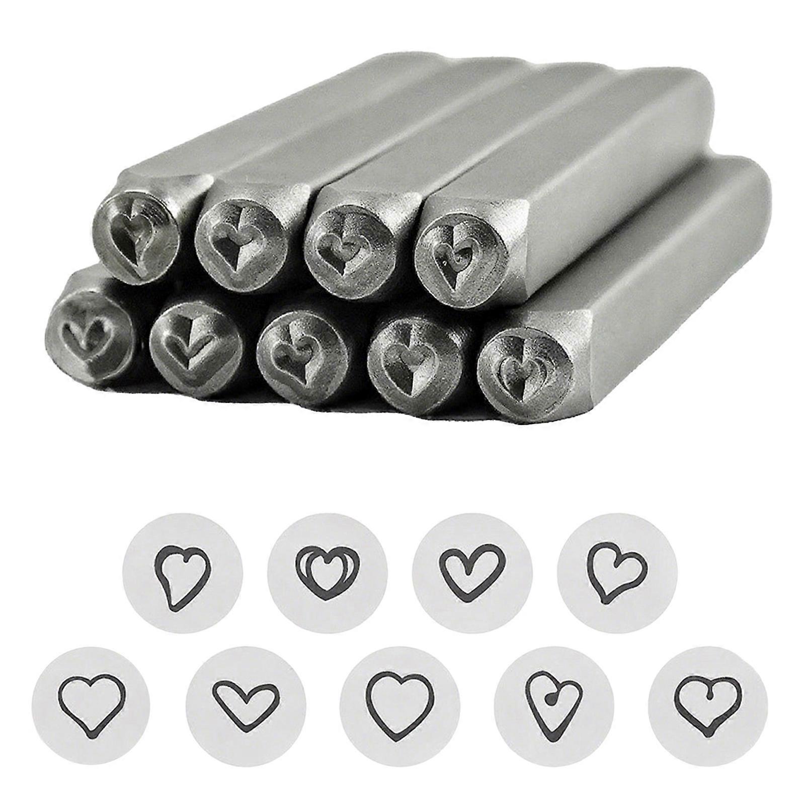 تصاميم عملية على شكل قلب 3 مم طوابع فولاذية قوية 9 قطع مجموعة ملحق للصياغة على مواد مختلفة متعددة الألوان