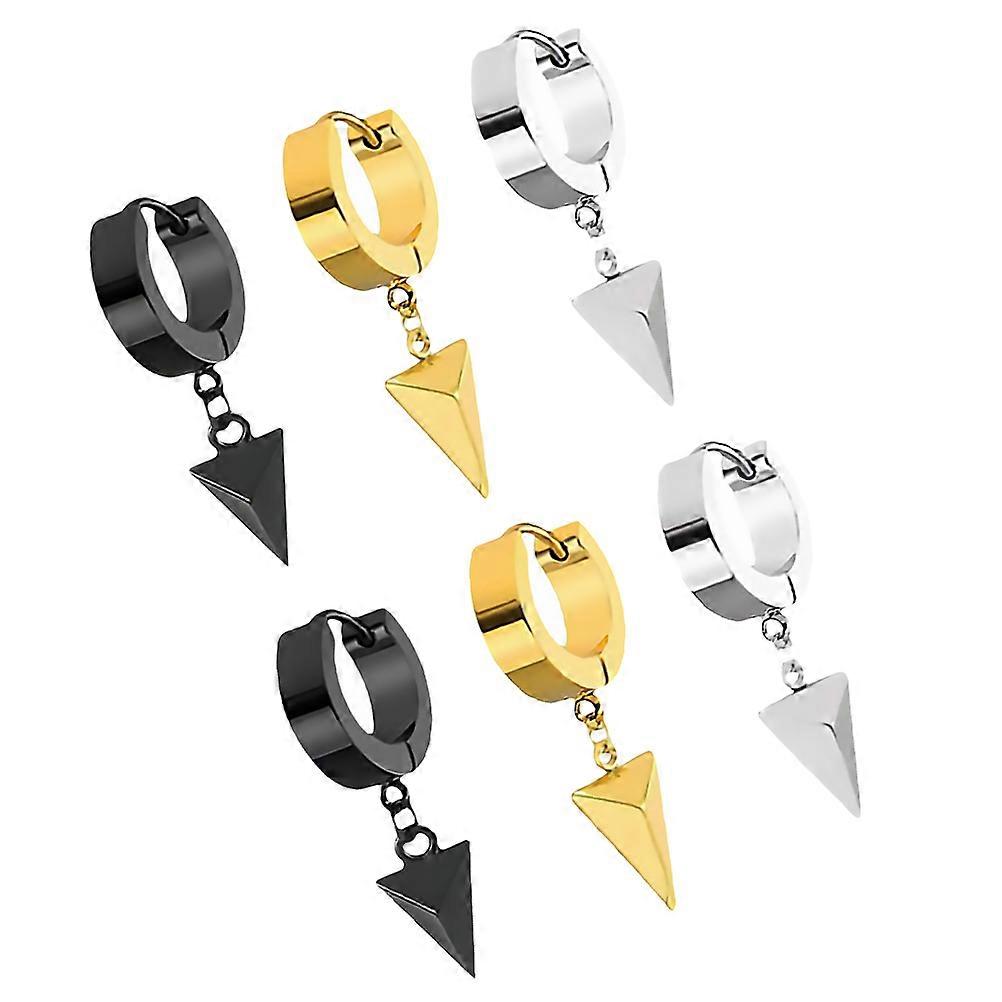 Retro Punk HipHop Couple Earrings with Triangular Pendant Made of Titanium Steel Assorted Color