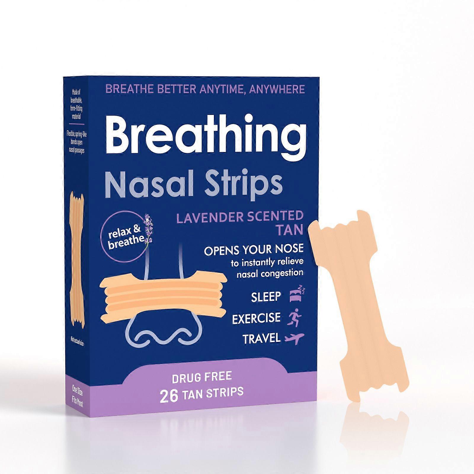26Pcs Nose Plasters Snoring Nose Strips Nasal Strips Improved Type Nose Plasters Better Breathing Good Anti-Snoring Plasters Improve Breathing