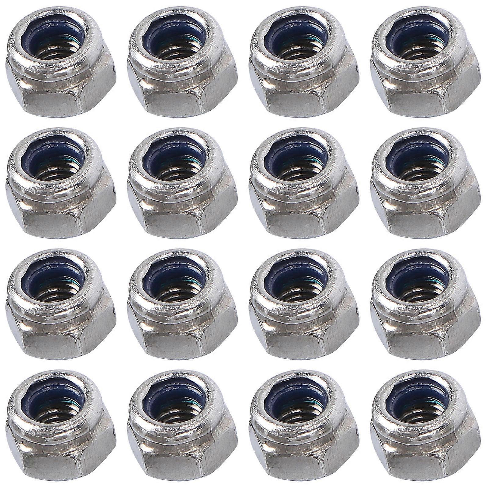 Nylon Insert Lock Nuts Outdoor Use 304 Stainless Steel Clamp Screw Nuts 100Pcs