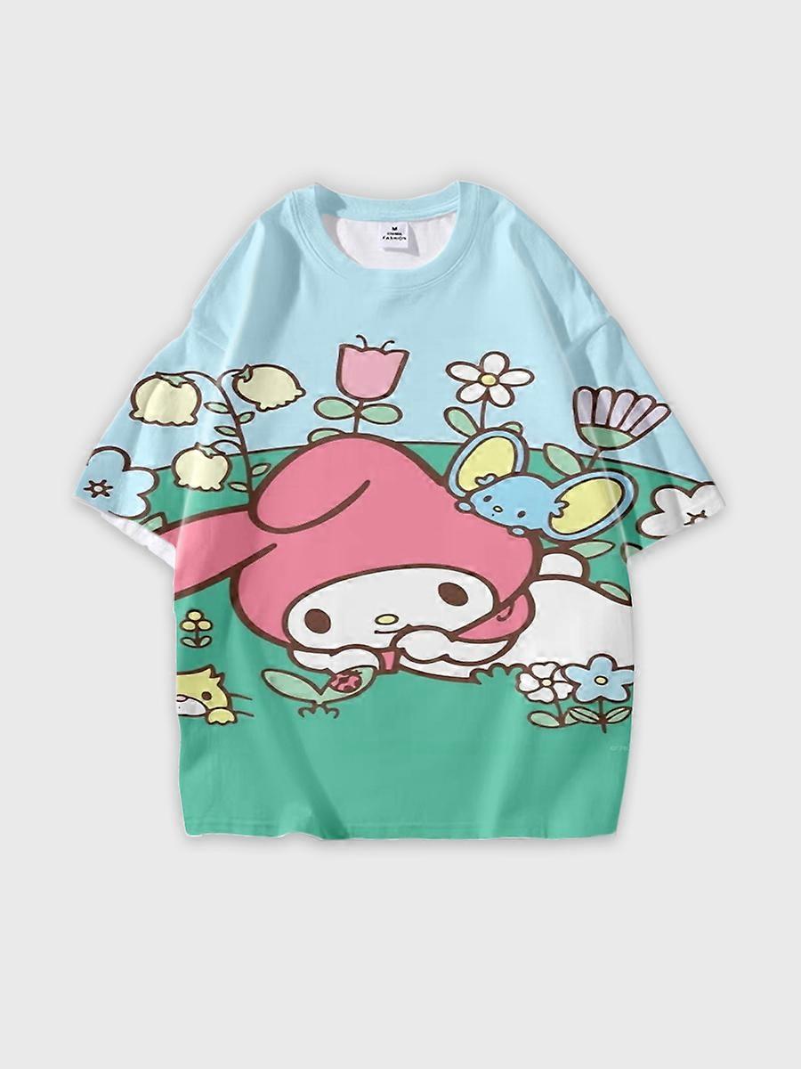 T-shirt round neck Cartoon Pattern loose short sleeve M2103