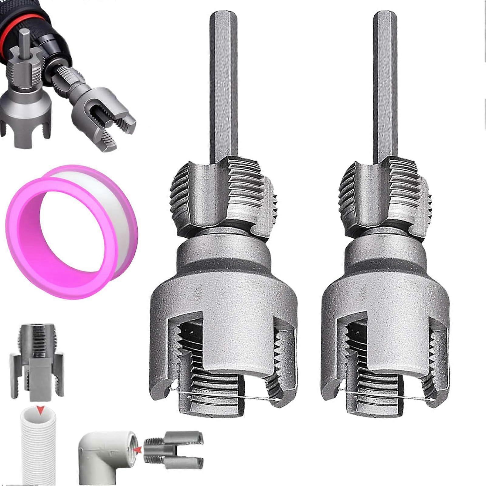 PVC Pipe Threader Set External And Internal Threaders 13mm And 19mm For Water Pipes Drill Garden Hose DIY