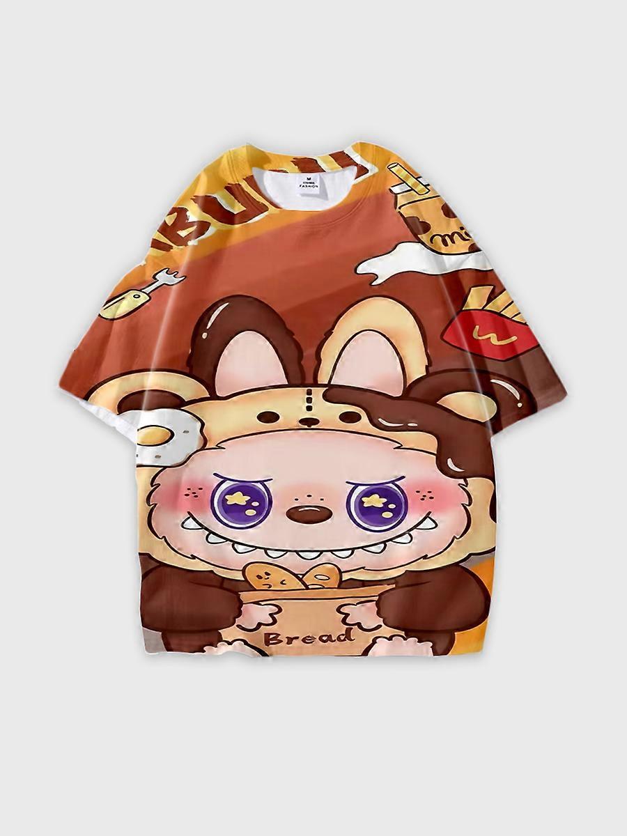 T-shirt round neck Pattern loose short sleeve P2833