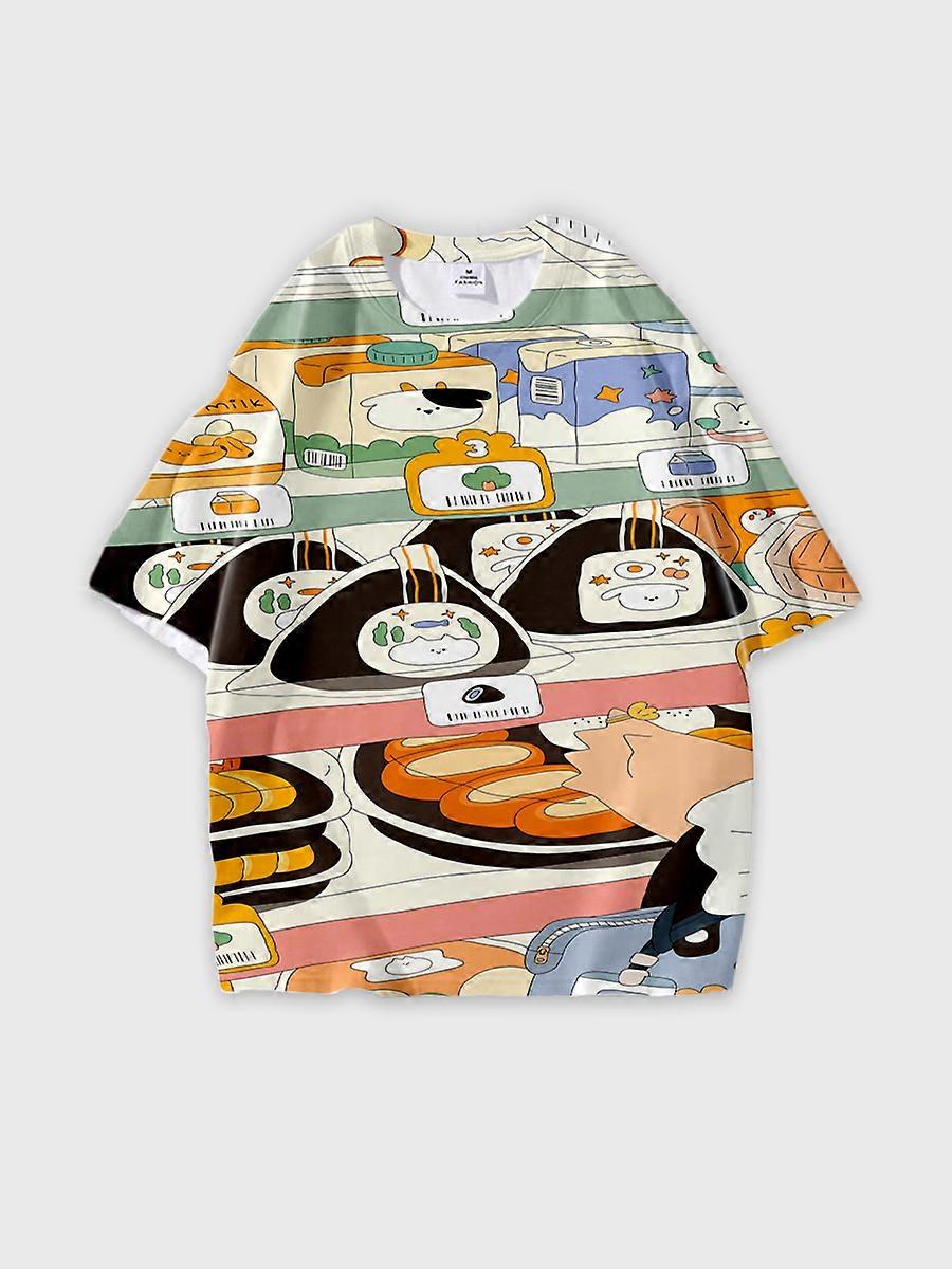 T-shirt round neck Pattern loose short sleeve N305