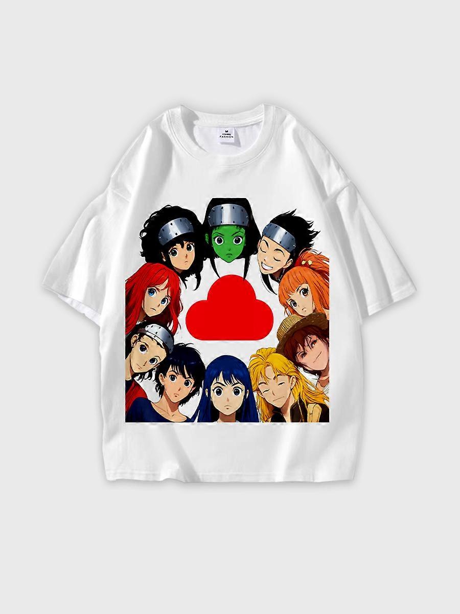 T-shirt round neck book Characters Pattern loose short sleeve P1827