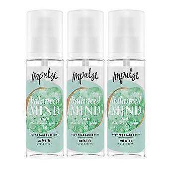 Impulse Balanced Mind Body Fragrance Mist Fruity, Jasmine & WarmVanilla, 3x150ml