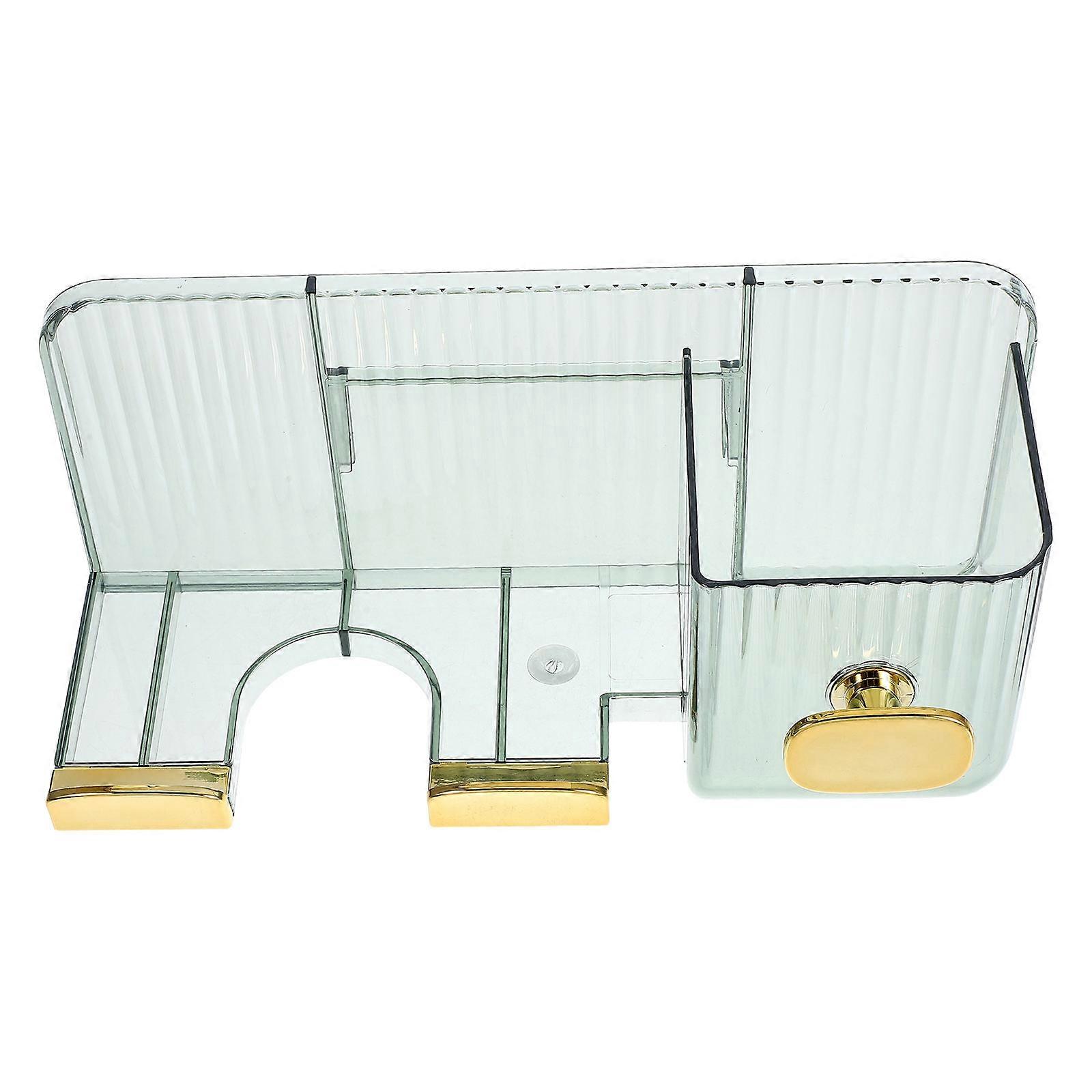 Support de sèche-cheveux mural en matériau PET vert pour un usage domestique avec seau de rangement 6,5 x 4,3 pouces