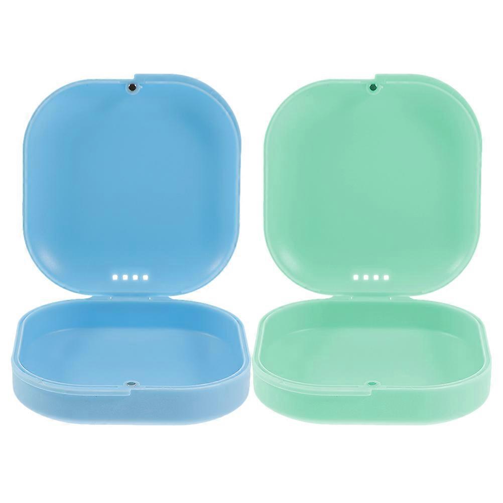 Breathable Retainer Box ABS Material Travel Use 9X8.6X3CM Odor Resistant For Dentures 2Pcs