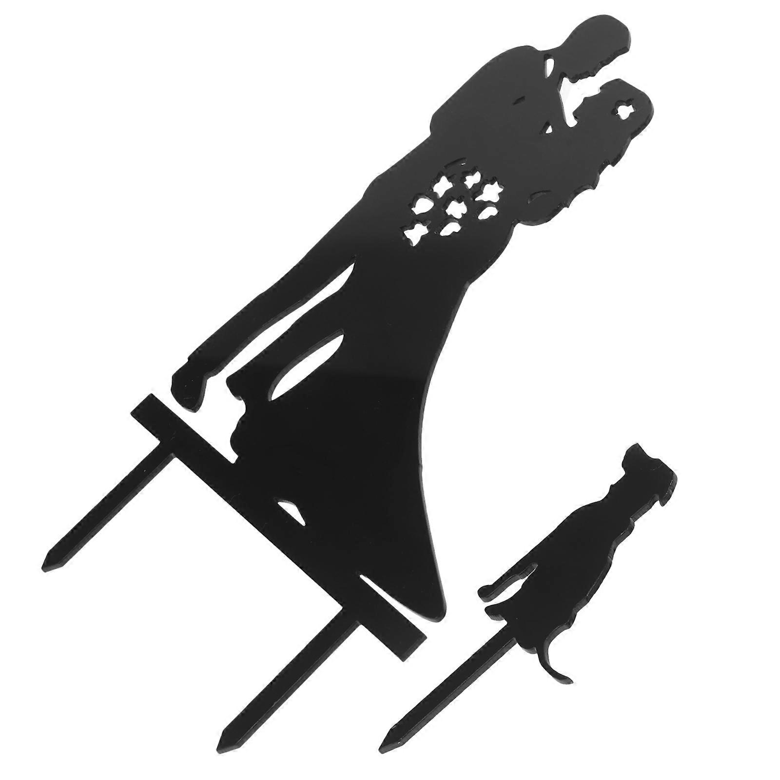 Elegant Bride and Groom Cake Topper for Wedding Decoration in Black Resin 1 Set