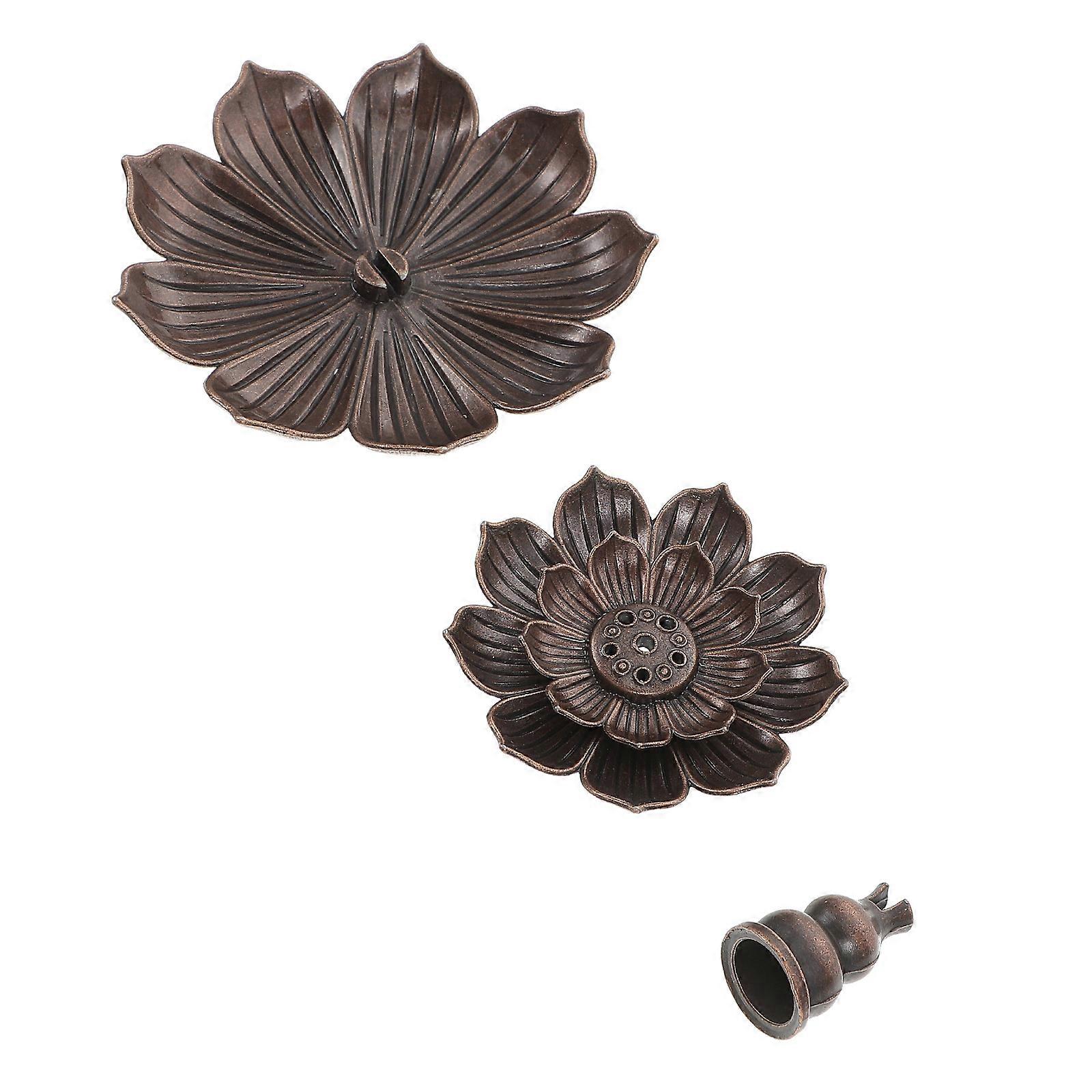 Retro Zen Style Incense Burner Alloy Censer For Office Decor And Home Use 9X9X3Cm With Beautiful Design 1Set
