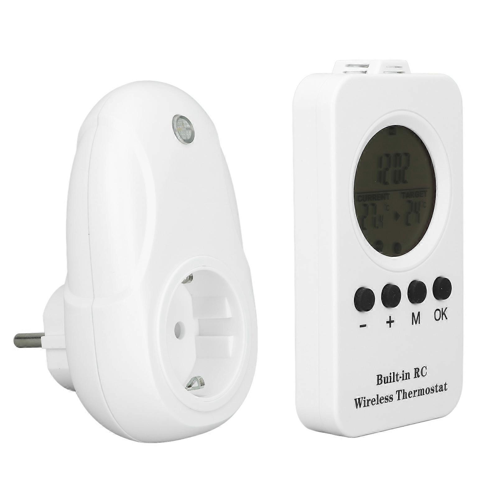 Wireless Plug in Thermostat LCD Remote Control Digital Display Temperature Controller with Temp Sensor