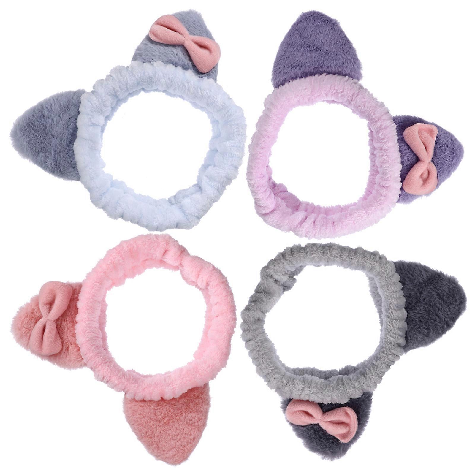Fasce per orecchie di gatto 4 pezzi per accessori per capelli da donna Trucco Comodo Soft Spa Cura della pelle Regali