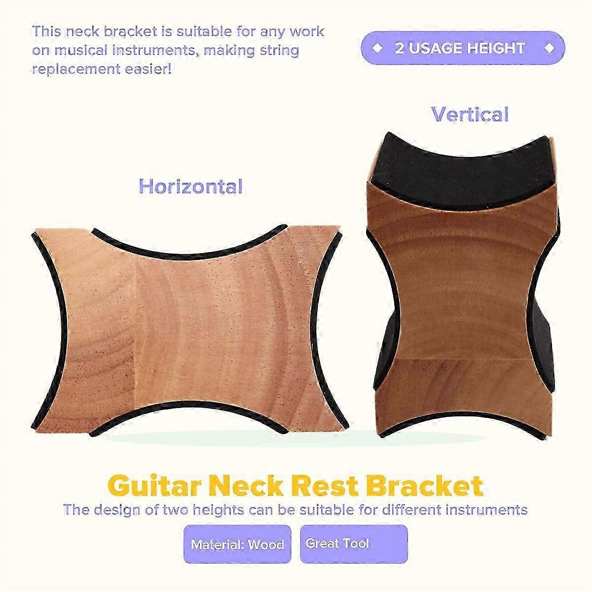 Anti-Slip Guitar Neck Rest Support with Wooden Base - String Instrument Stand for Secure and Stable Storing