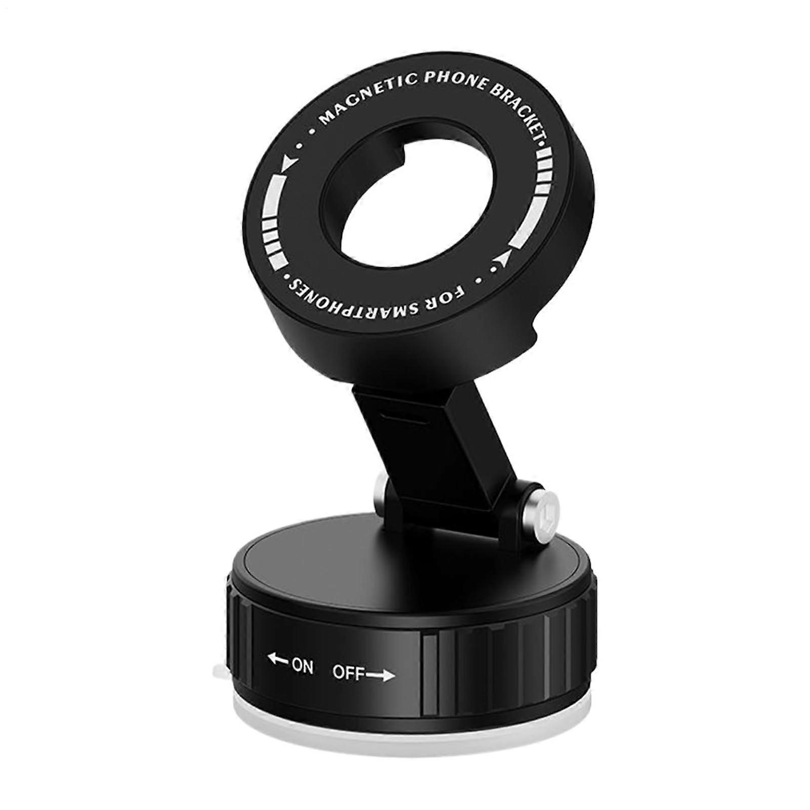 Magnetic Phone Holder Car - Compact 6.1 x 4.1 cm Cellphone Mount with 360° Rotation and Strong Magnetic Grip for Truck RV Dashboard Black