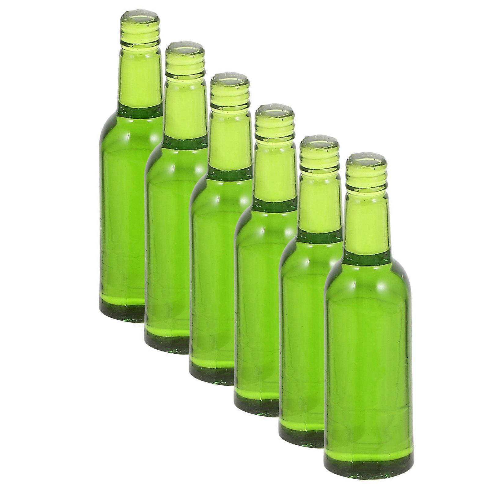 6pcs Miniature Beer and Wine Bottles for Dollhouse Decor