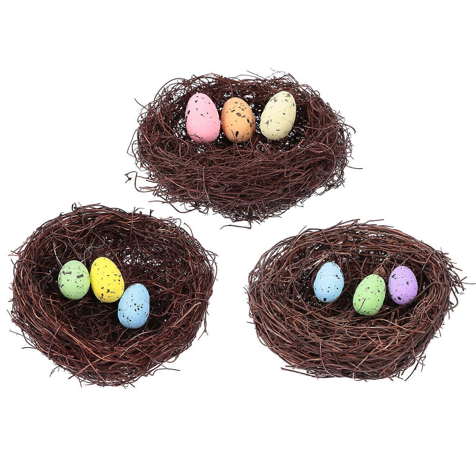 Artificial Nest Ornament Creation For Holiday Celebration Assorted Color 3 Sets Ideal For Family Gatherings
