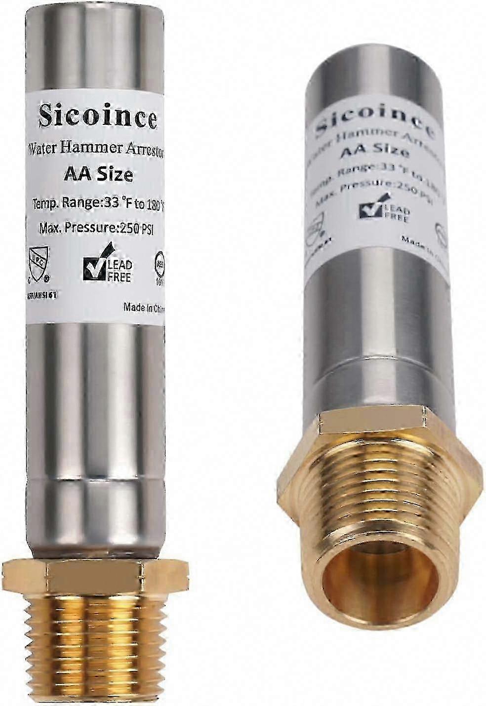 1/2 Inch Water Hammer Arrestor - Stop Pipe Banging Noise, 2 Pack