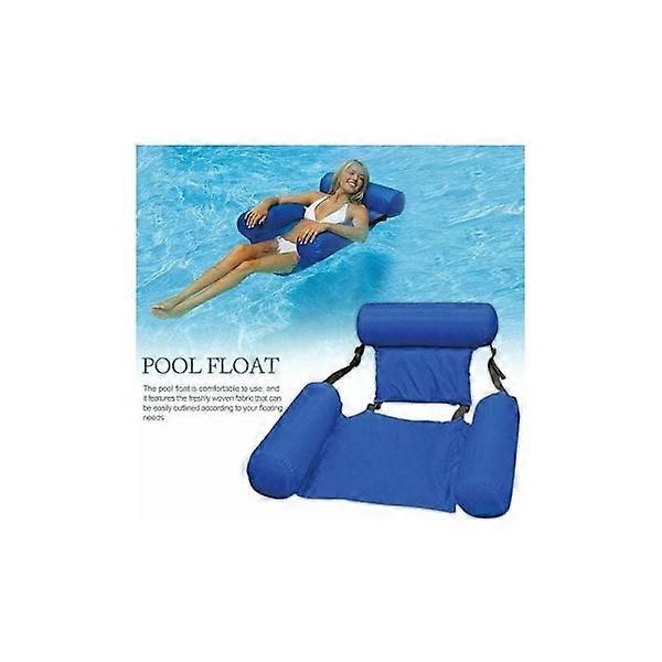 Foldable Mesh Inflatable Hammock Dual Use Floating Backrest Drainage Cool Lounger Sofa Blue Floating Bed