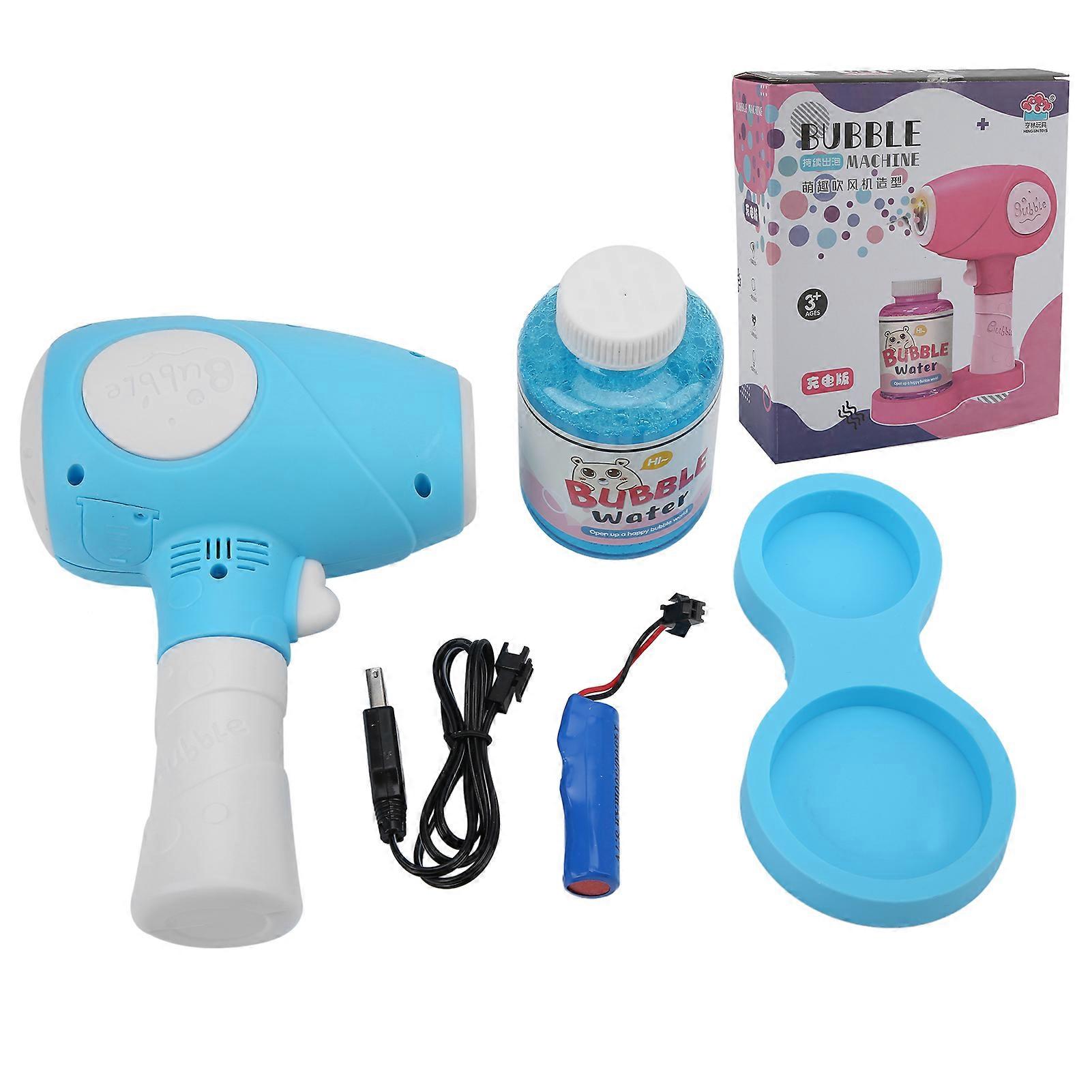 Hair Dryer Shape Bubble Maker Blower Children Kids Electronic Bubble Blowing ToyBlue