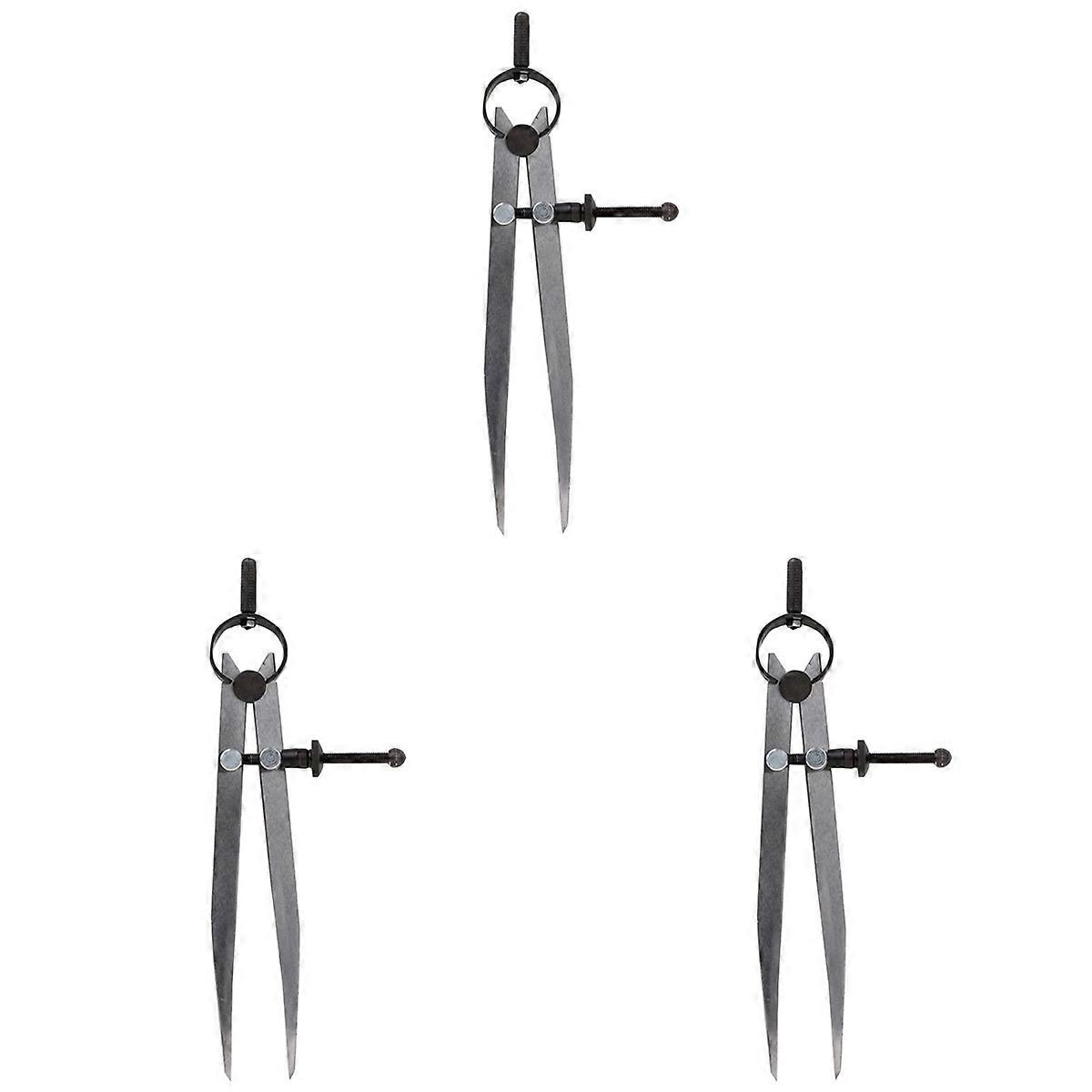 3pcs 6 Inch Adjustable Lockable Steel Divider Wing Leather Compass