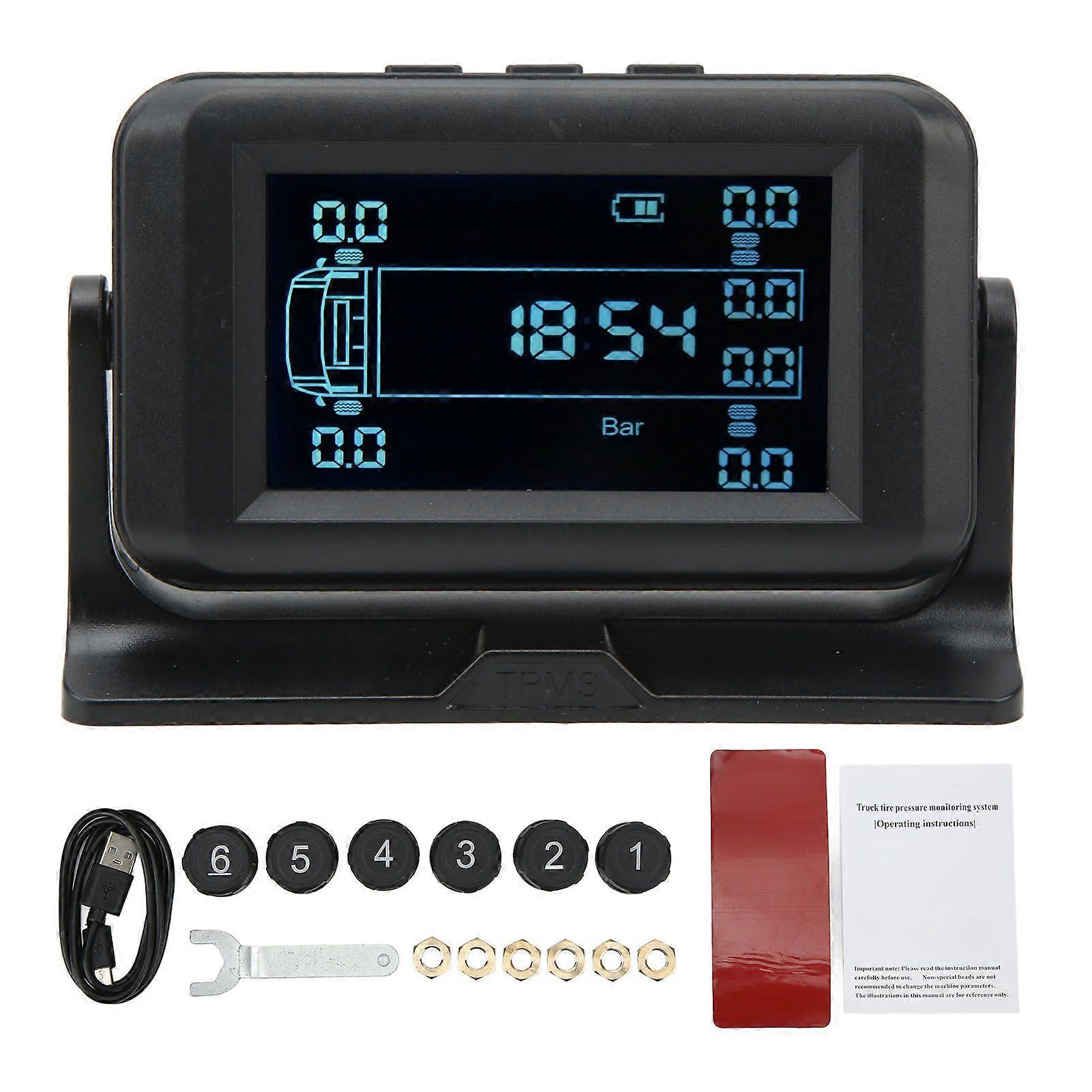 Wireless TPMS for Truck RV with Solar Charging and 6 Wheel Monitoring