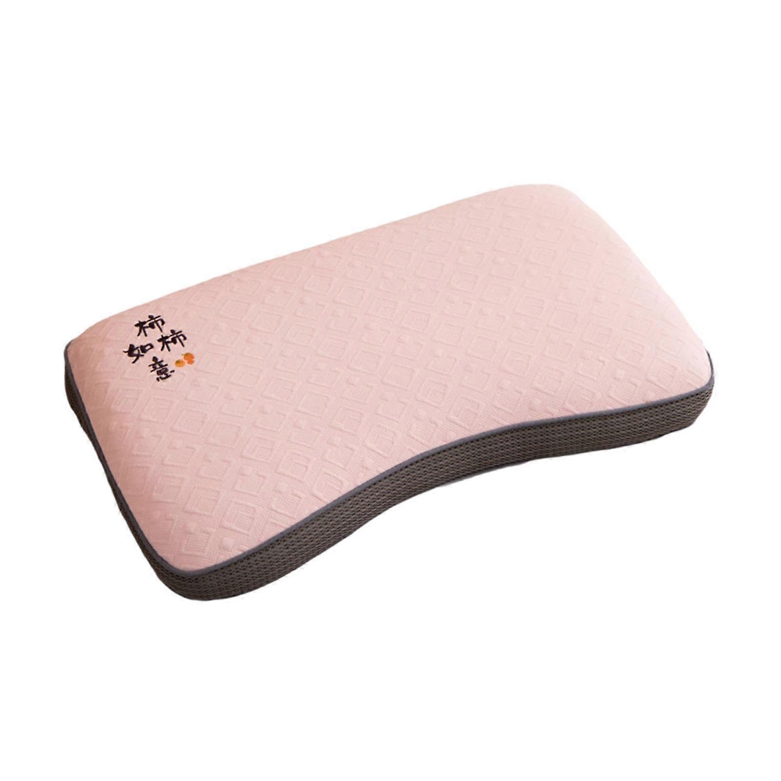 Buckwheat Pillow for Neck Support, 30x52cm Removable Pillowcase, Breathable Pink Bed Pillow for All Sleep Positions