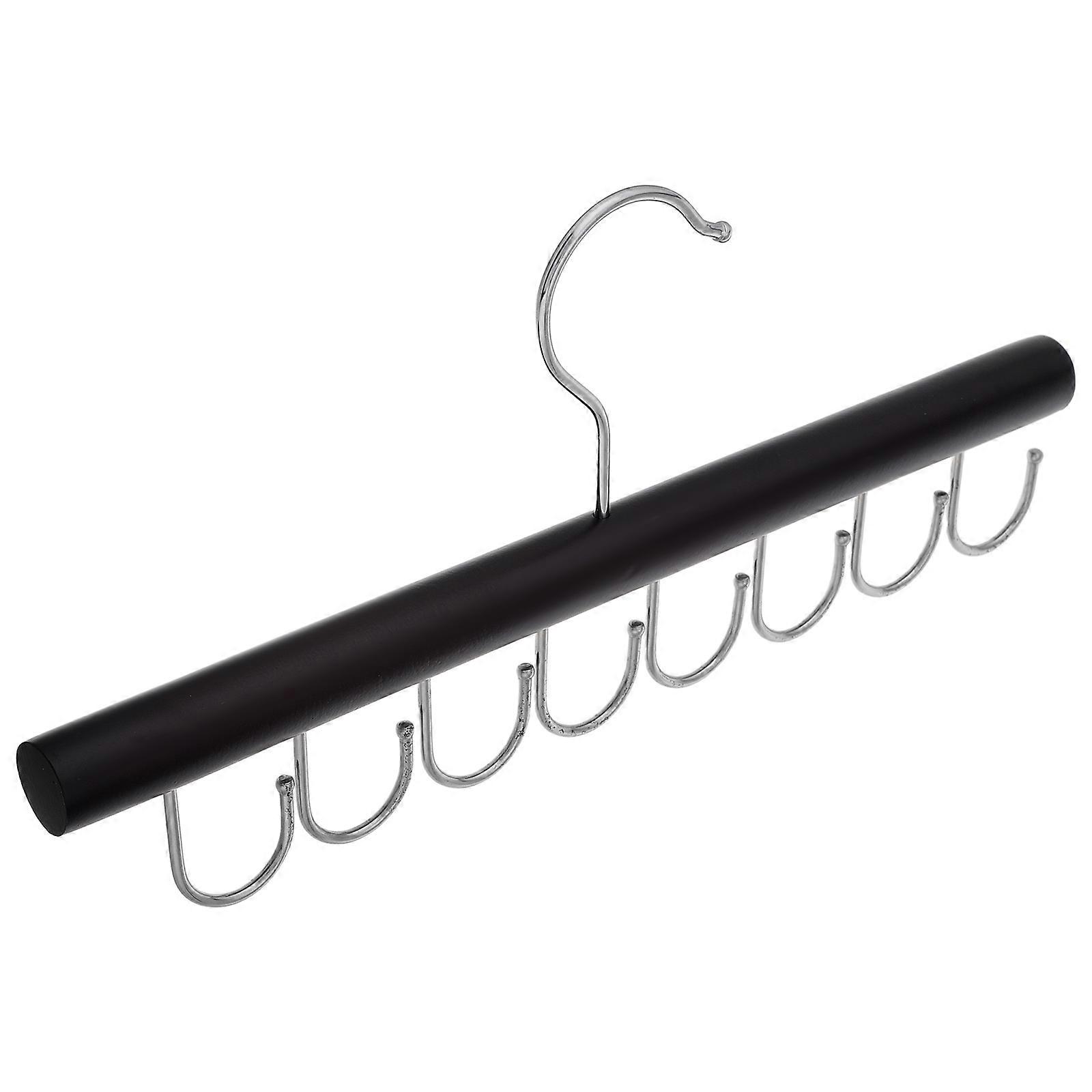 Wooden Hanger with Multiple Hooks for Belts Ties Scarves Drying Rack Light Brown 7.5 Inches
