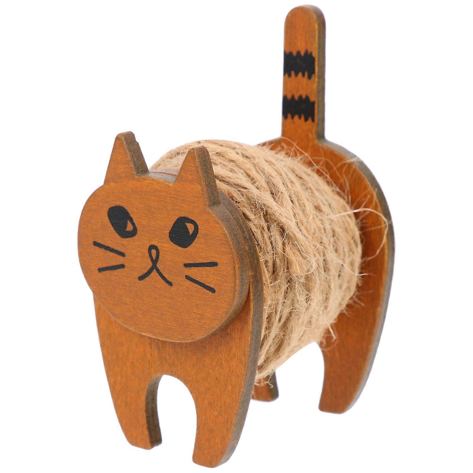 Wooden Cat Shaped Cord Reel – Lightweight DIY Rope Organizer for Hemp & Wood Cords, Compact Durable Holder for Tidy Room Decor & Practical Use