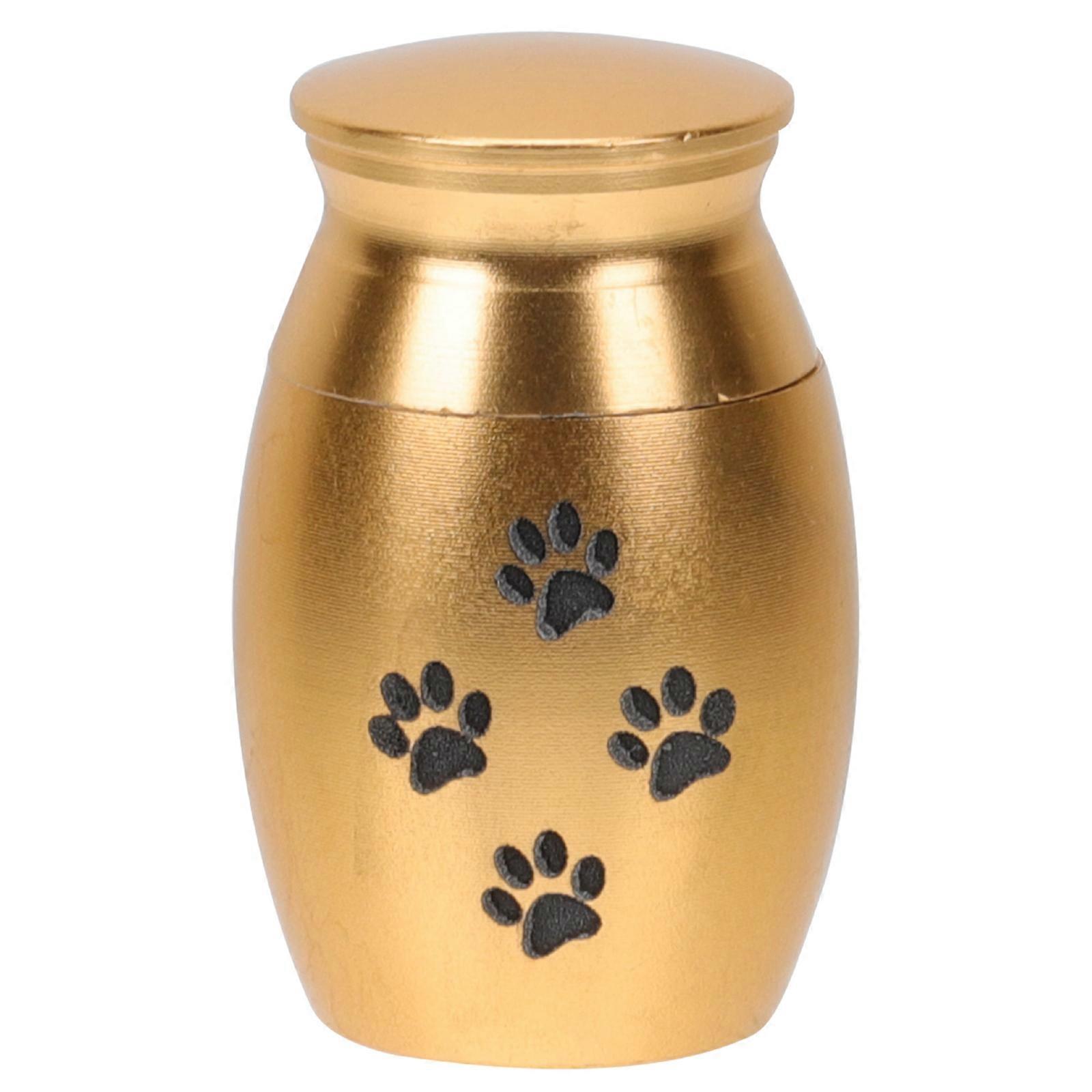 Golden Stainless Steel Pet Ash Urn for Storage Small Portable and Lightweight Design