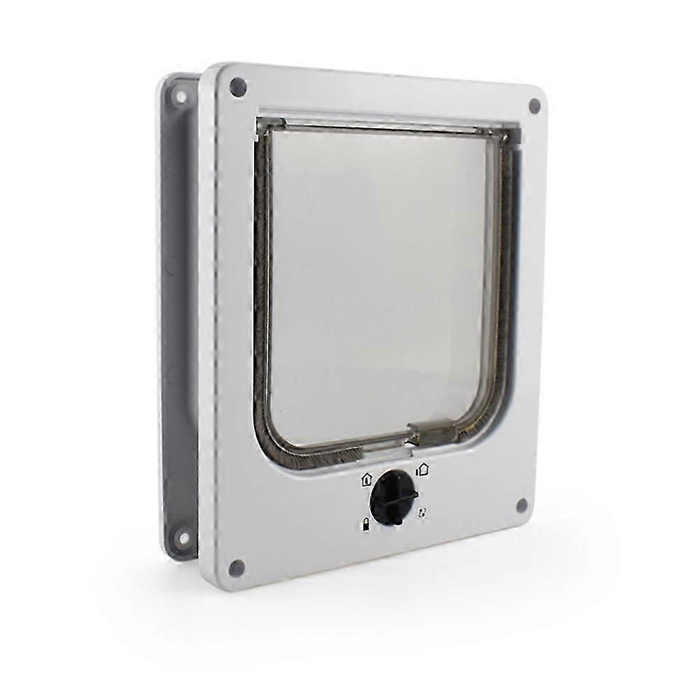 Lockable Pet Door 4 Way Locking Small Medium Large Dog Cat Flap White Frame