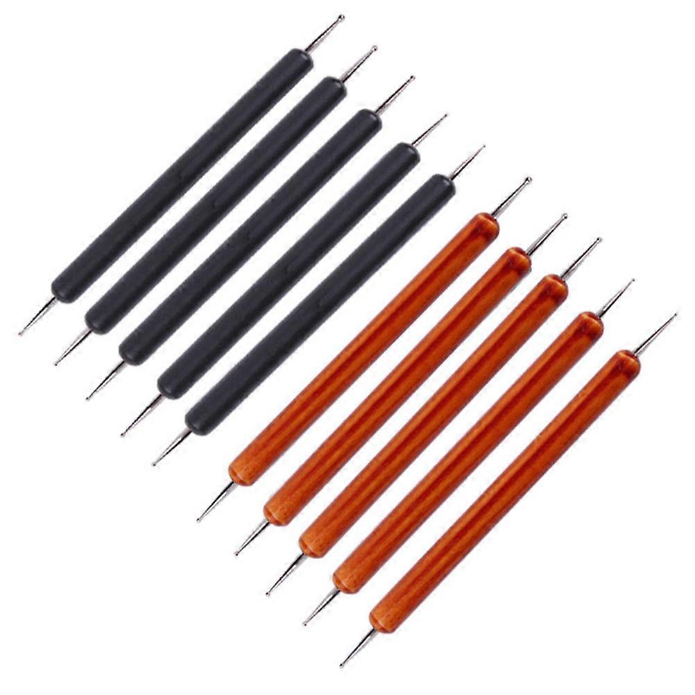 5pcs Double Ended Stylus Nail Art Pens for Dot Painting, Clay Modeling & Embossing – Black Nail Dotting Tools for Detailed Designs