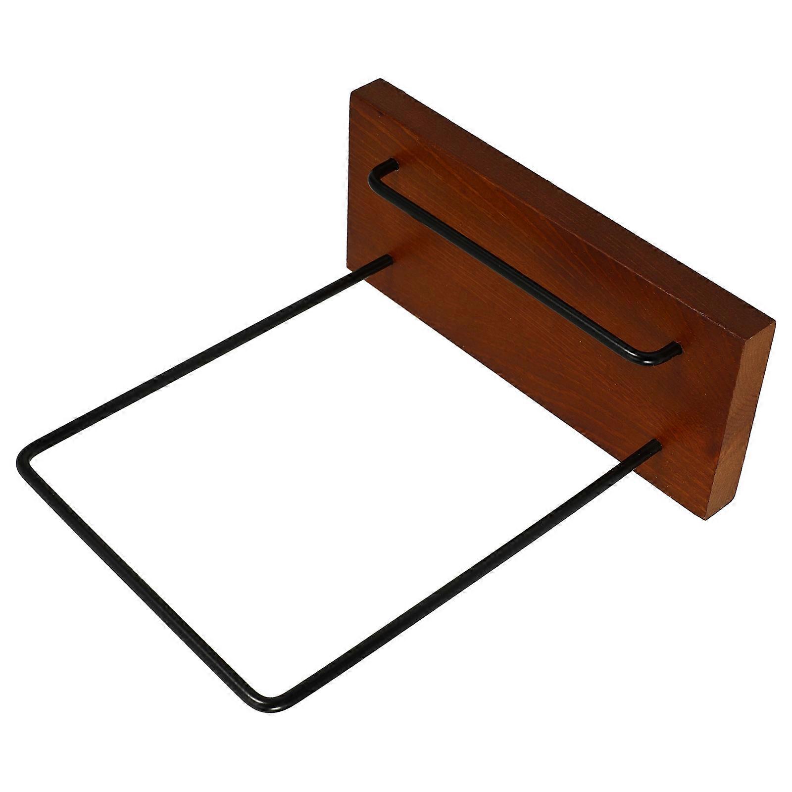 Brown Minimalist Wood and Iron Record Stand for Home Storage Use with Good Stability 70 Characters