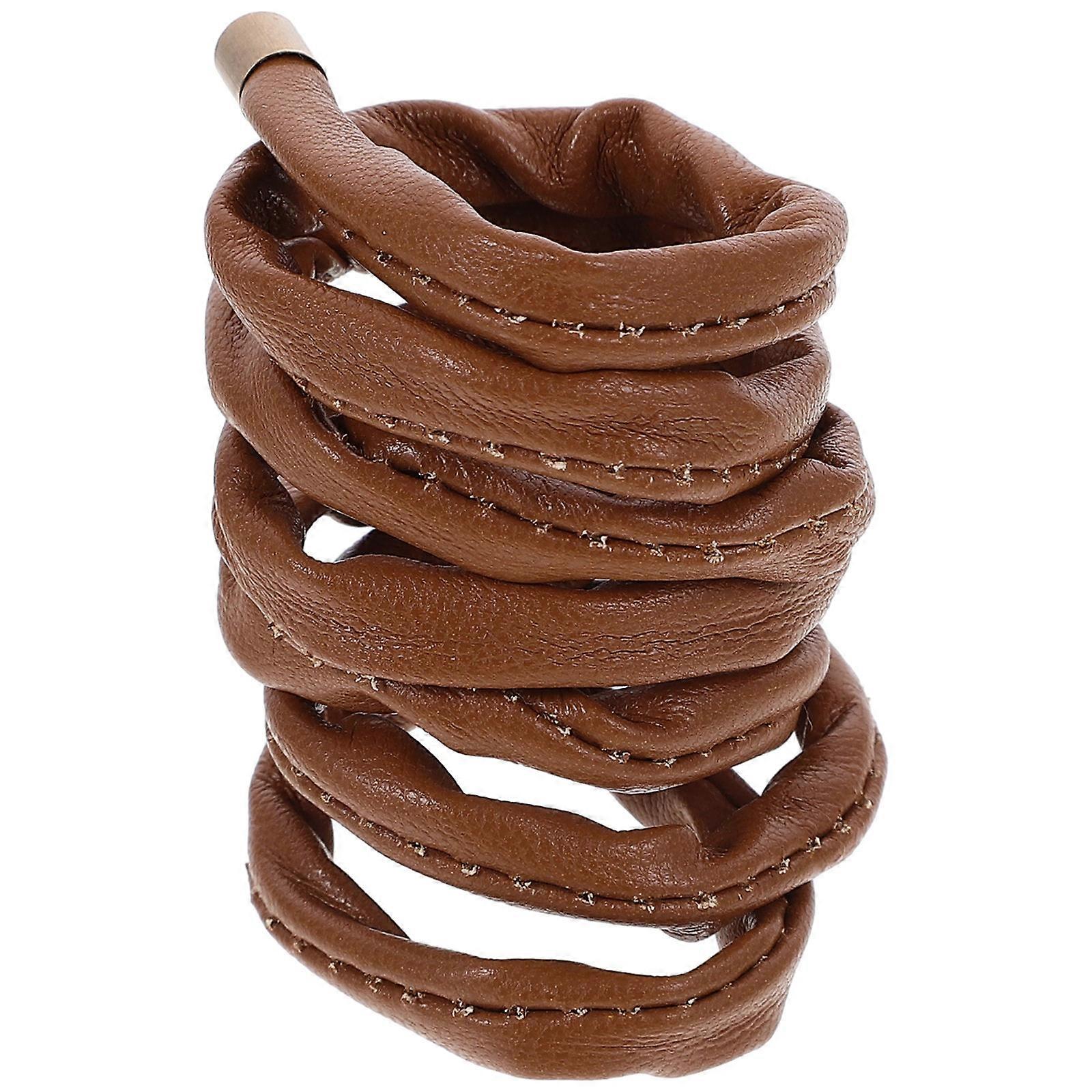 Elastic Hair Bands Beige PU Secure Hold Versatile Styling for Decor