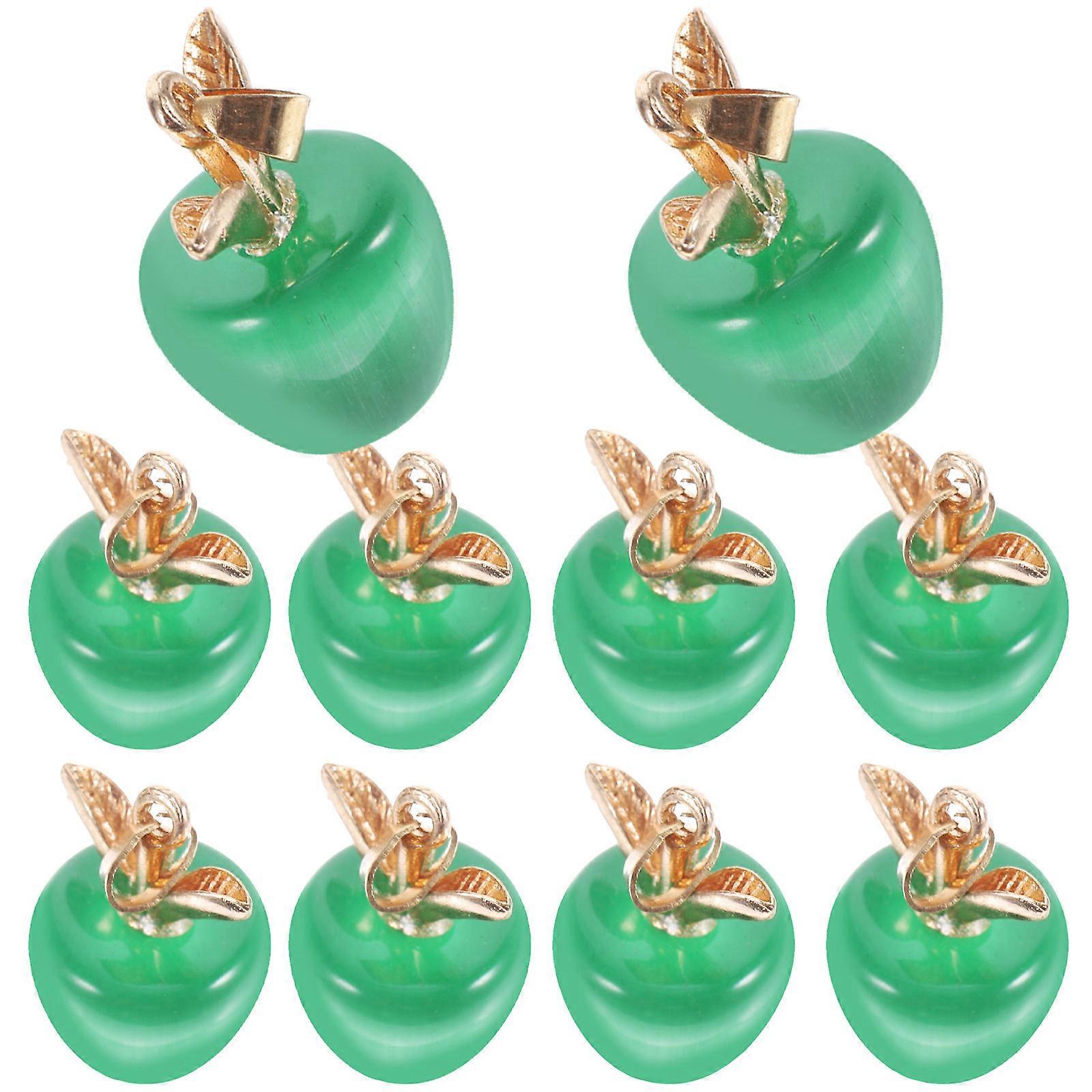 Creative Apple Shape Charms for Jewelry Making and DIY Craft Projects in Green Color 10Pcs