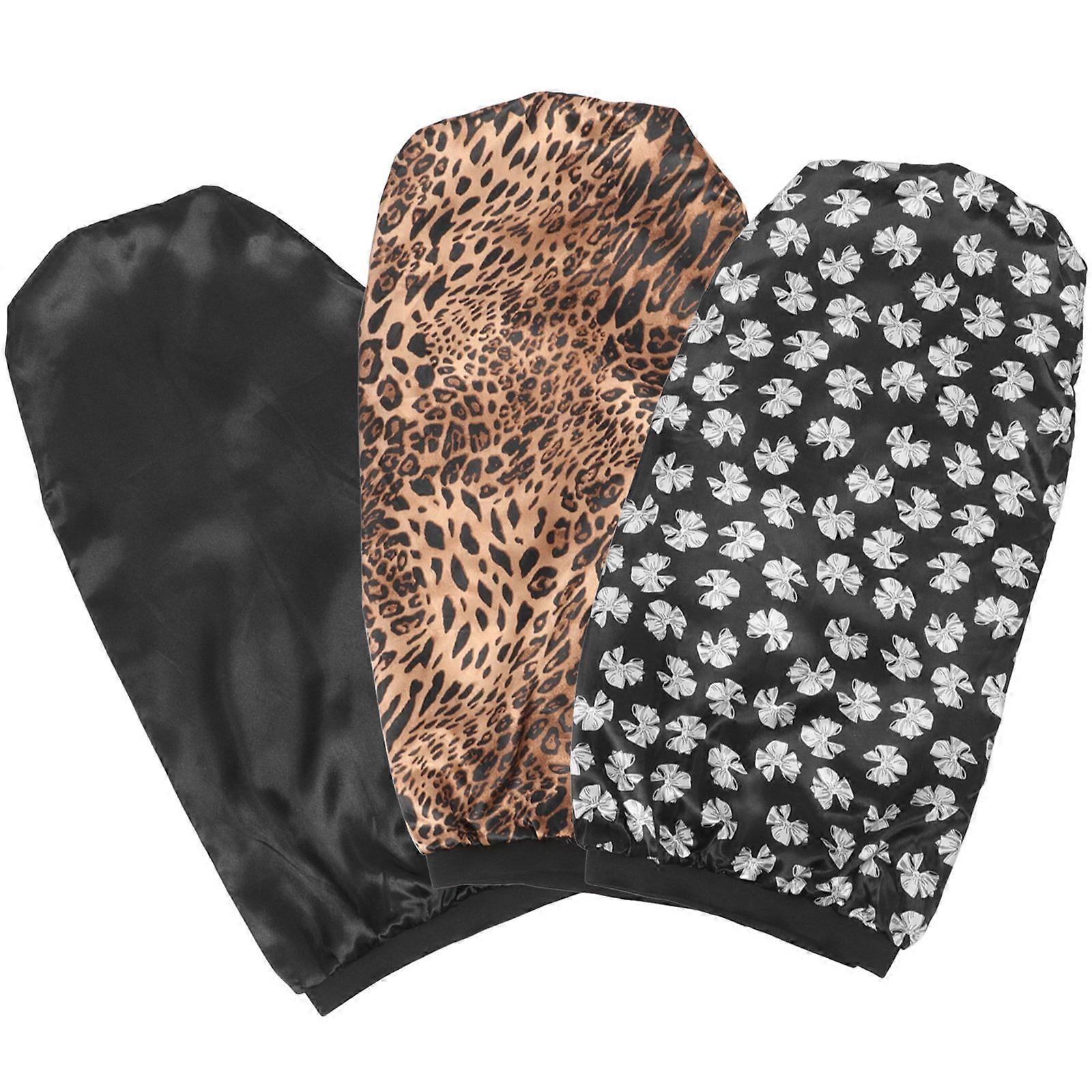 Assorted Color Sleep Hats Long Satin Bonnets for Comfortable Use 3Pcs Set