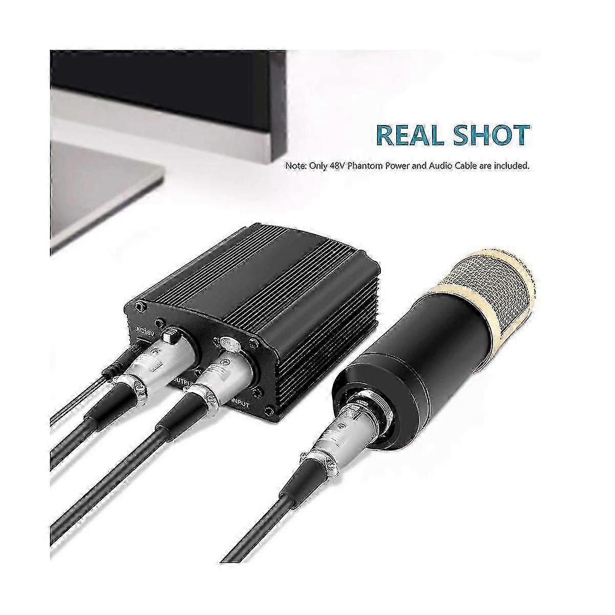 BM 800 Condenser Microphone 48V Phantom Power Supply Adapter with XLR Cable