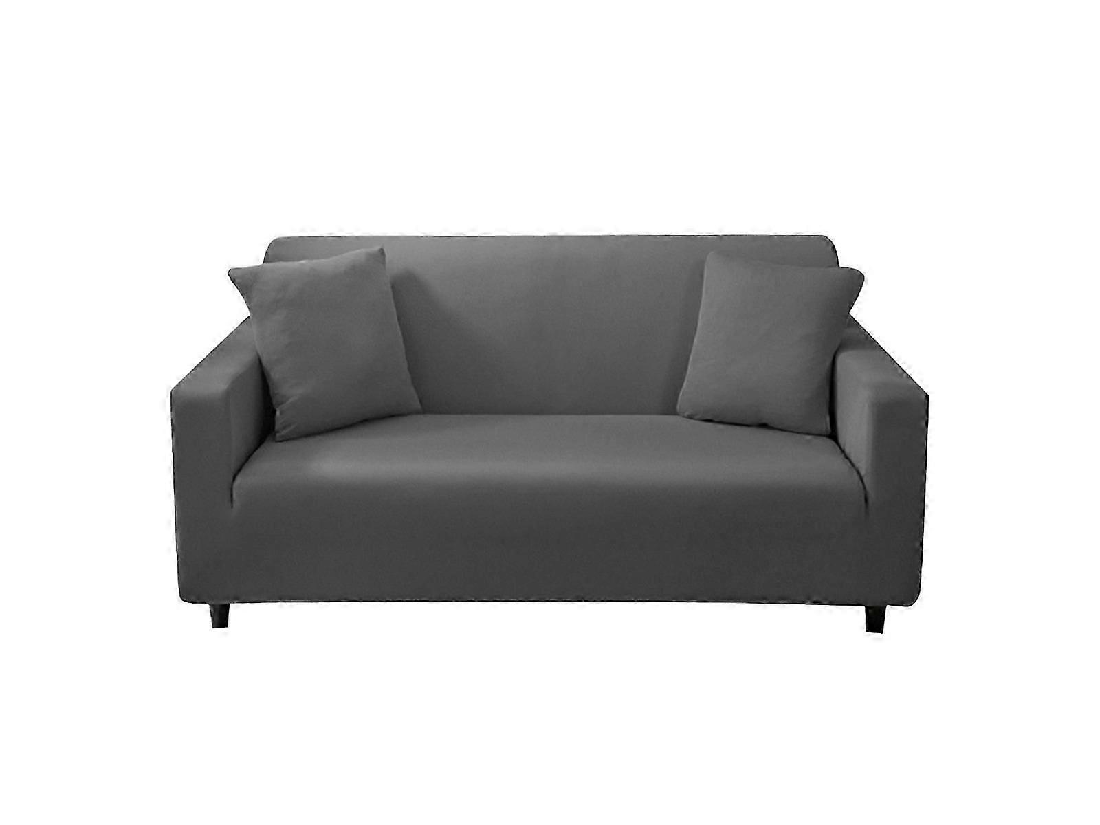 Sofa Cover Grey Solid Colour Sofa Protector Stretch Couch Slipcover 3 Seats