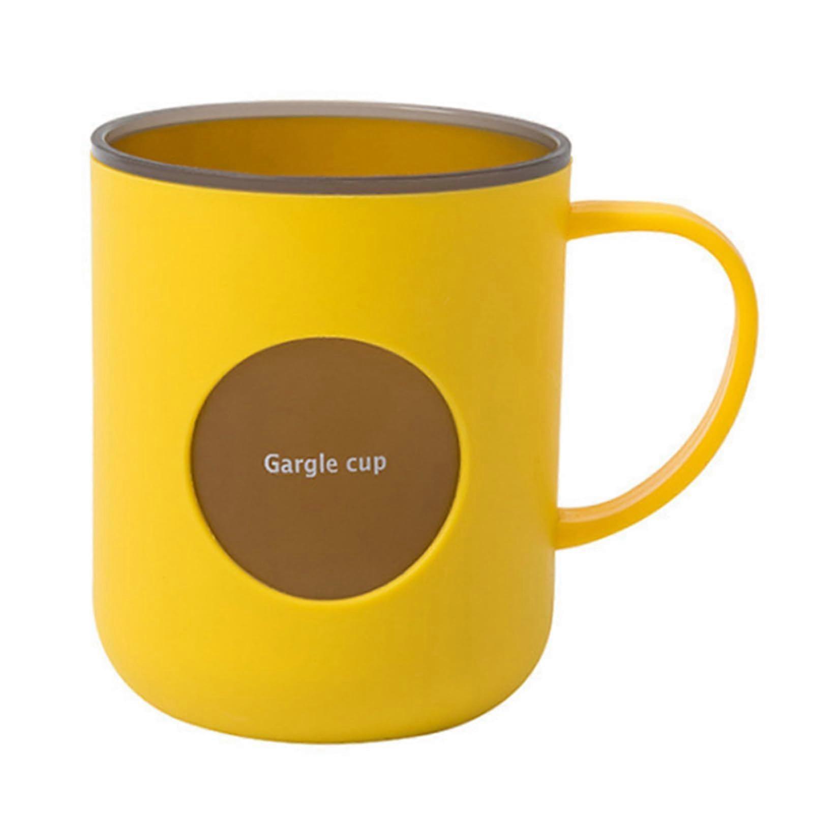 Toothbrush Cup Mouthwash Cup Unbreakable Reusable Drinking Cup with Handle PP (Yellow)