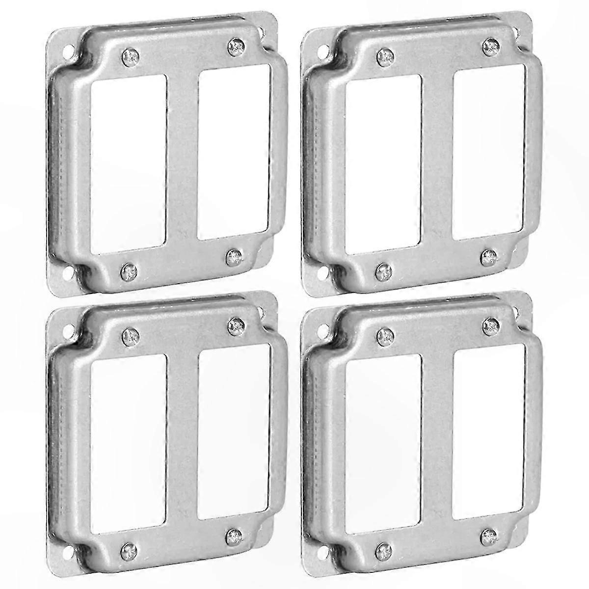 4-Pack 4" Square Double Switch Cover, 1/2" Raised, Galvanized Steel, Exposed Work Design