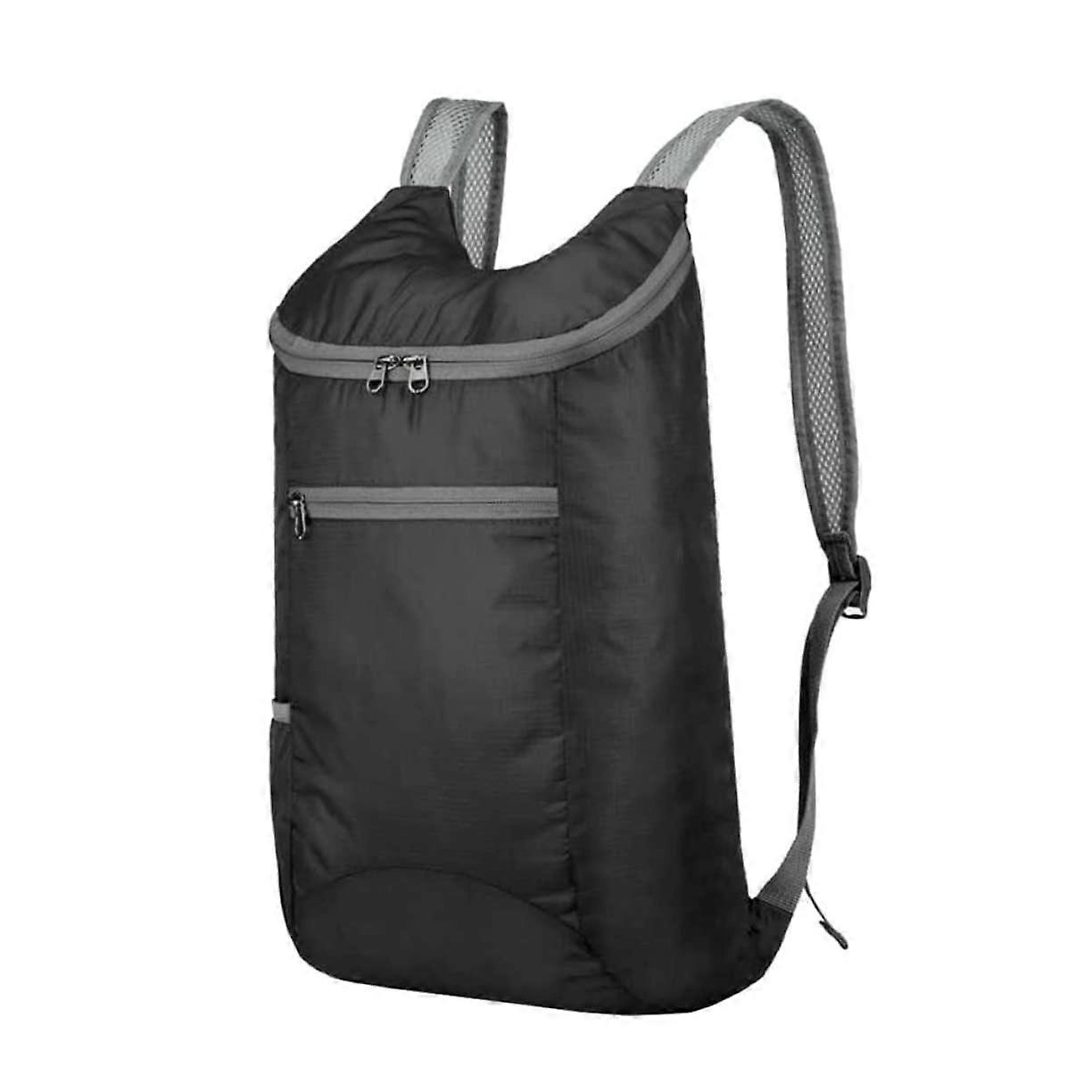 Foldable Backpack Waterproof Polyester Large Capacity Travel Backpack for Camping and Outdoors 40x26cm Black