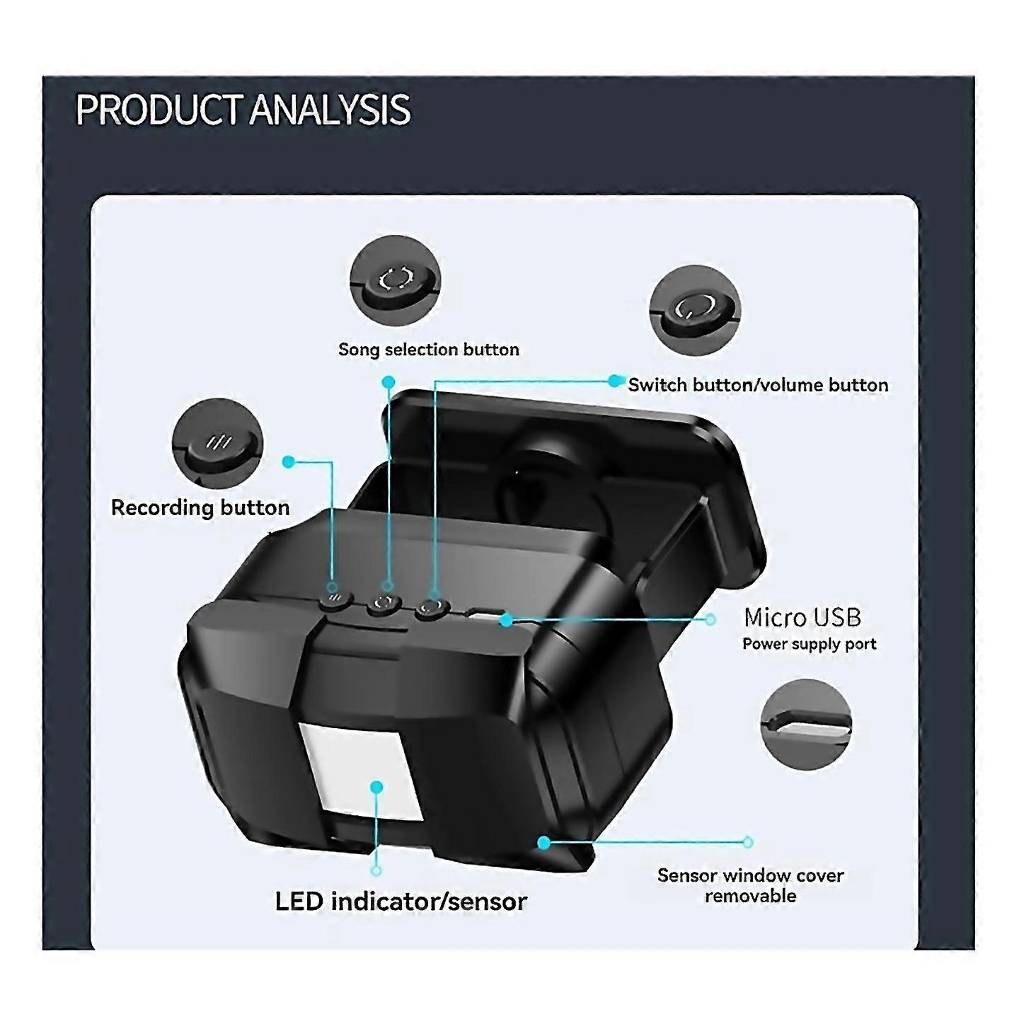 For infrared induction welcome doorbell wireless detector Black